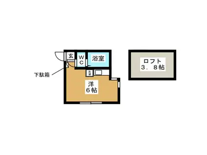 ユナイト追浜 A・ガウディ(ワンルーム/1階)の間取り写真