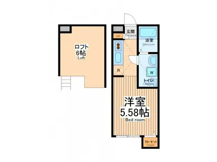 オヴェスト(ワンルーム/1階)の間取り写真