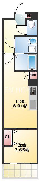 ART TENNOUJI(1LDK/8階)の間取り写真