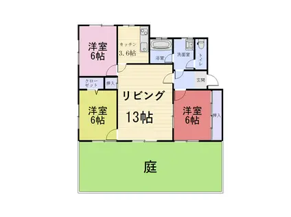 ボウ・マノワール(3LDK/1階)の間取り写真