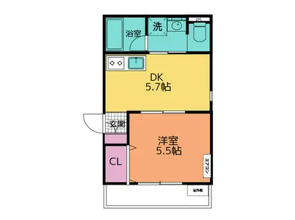 LEGACY・川崎大師(1DK/2階)の間取り写真