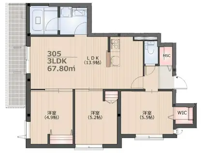 GERBERA(3LDK/3階)の間取り写真