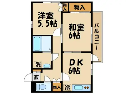 飛田給ガーデン(2DK/3階)の間取り写真