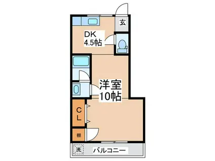 草薙ビル(1DK/4階)の間取り写真