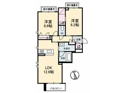 アン フェ ミュール(2LDK/2階)の間取り写真