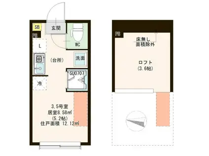 CASA F 西亀有(ワンルーム/1階)の間取り写真