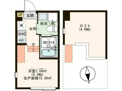 ハーモニーテラス金町VII(ワンルーム/2階)の間取り写真