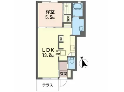 カーサ・テル(1LDK/1階)の間取り写真