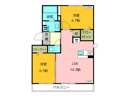 GRANDE ENA(2LDK/1階)の間取り写真