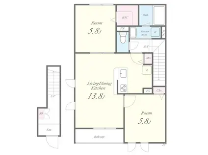 ガレリア上鷺(2LDK/2階)の間取り写真