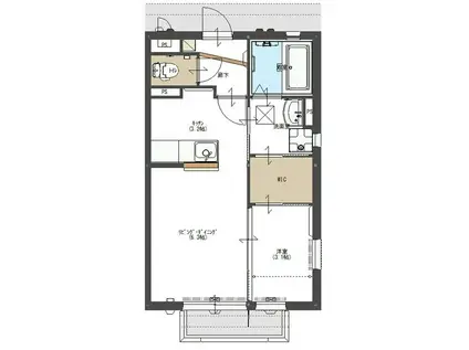 フィカーサ宝積寺 B(1SK/2階)の間取り写真