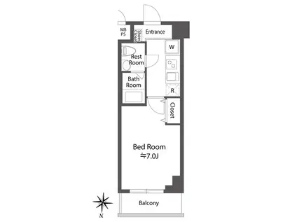 ルクレ中落合(1K/6階)の間取り写真