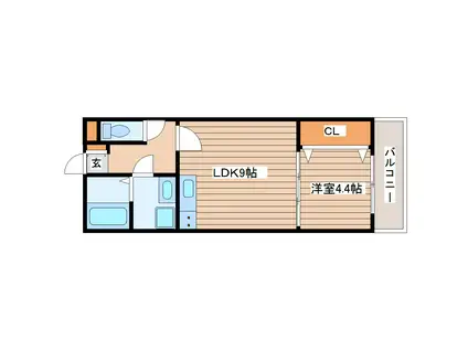 オンフルール柏木(1LDK/2階)の間取り写真