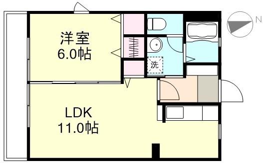クイント(1LDK/1階)の間取り写真
