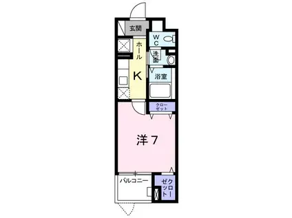 プラシードKII(1K/1階)の間取り写真