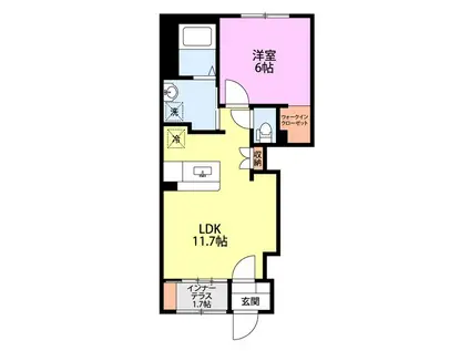 サザンウェーブII(1LDK/1階)の間取り写真