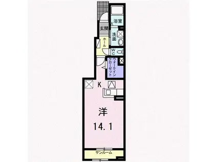 プリムラ(ワンルーム/1階)の間取り写真