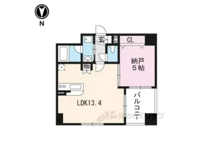 グラシア清水五条(1LDK/3階)の間取り写真