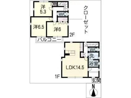 サンモールIII(3LDK/2階)の間取り写真