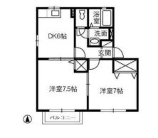 メゾンレオB棟(2DK/2階)の間取り写真
