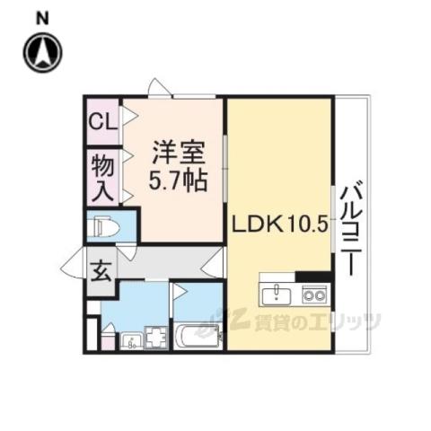 結充IMMEUBLE B館(1LDK/2階)の間取り写真