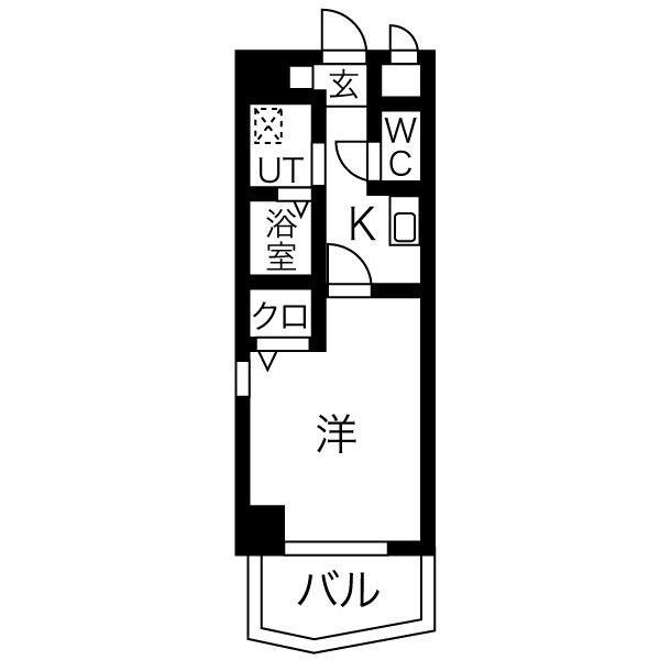 クリエイト名古屋天白公園(1K/7階)の間取り写真