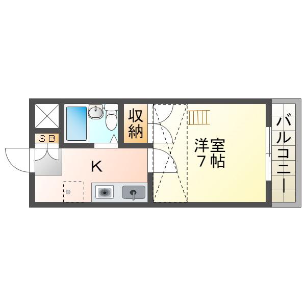 ラ・メール板宿(1K/1階)の間取り写真