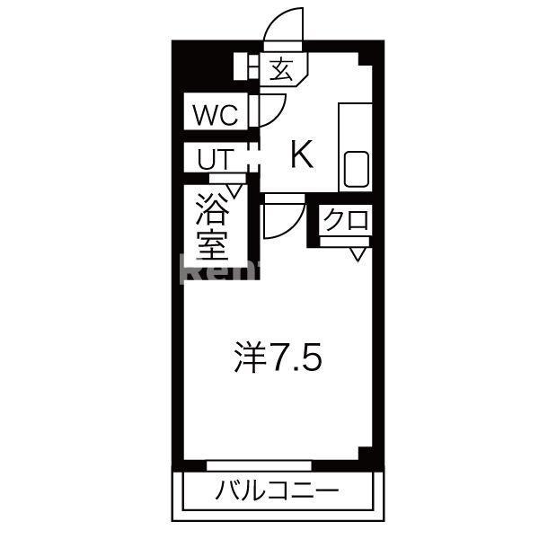 レジデンス司II(1K/2階)の間取り写真