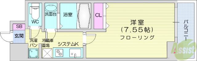 NASIC仙台東口(1K/4階)の間取り写真