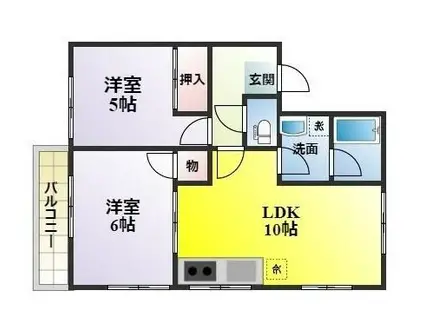 ROTES HEIM(2LDK/2階)の間取り写真