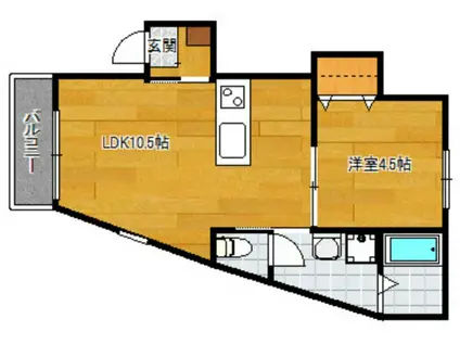 カトレア天神(1LDK/1階)の間取り写真