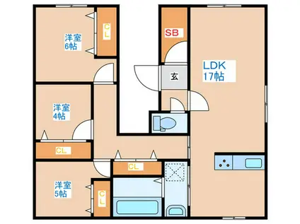 クラス中の島(3LDK/4階)の間取り写真