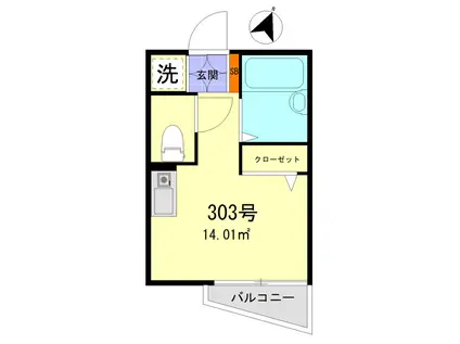 FERIO北綾瀬(ワンルーム/3階)の間取り写真