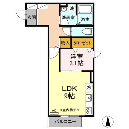 ノワール・エ・ブラン(1LDK/3階)の間取り写真