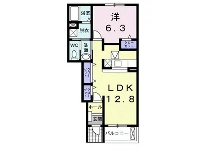 ブルックメゾンA(1LDK/1階)の間取り写真