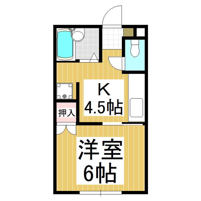 アンピエセマツシタA(1K/1階)の間取り写真