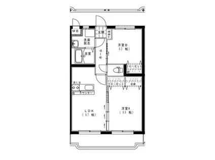 アンシャンテII(2LDK/4階)の間取り写真