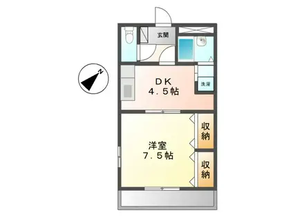 ユズガーデン(1DK/2階)の間取り写真