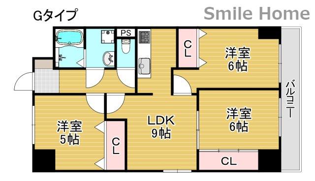 パークモダン住之江公園(3LDK/10階)の間取り写真