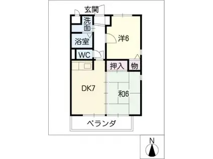 ネオ・カーサ 岐西(2DK/2階)の間取り写真