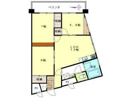 貸マンション 新宿区戸山2丁目(3LDK/4階)の間取り写真