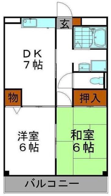 シャトレ手柄(2DK/1階)の間取り写真