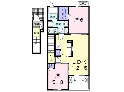 グレイスフルII番館(2LDK/2階)の間取り写真