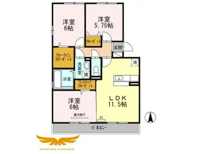 ユーエム・セイラ(3LDK/2階)の間取り写真