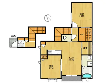 プリムヴェール(2LDK/2階)の間取り写真