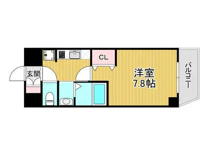 ロイヤルクィーンズパーク浪速(1K/8階)の間取り写真
