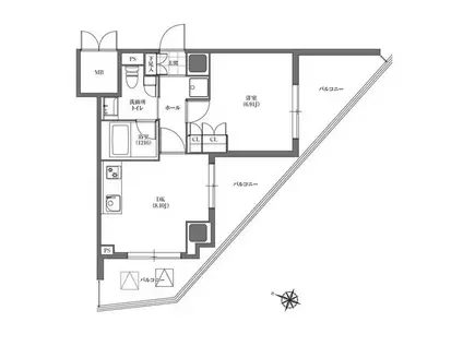 ヒューリック板橋(1LDK/7階)の間取り写真