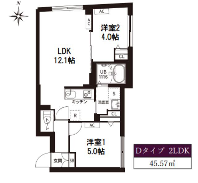 レピュア旗の台レジデンス(2LDK/4階)の間取り写真