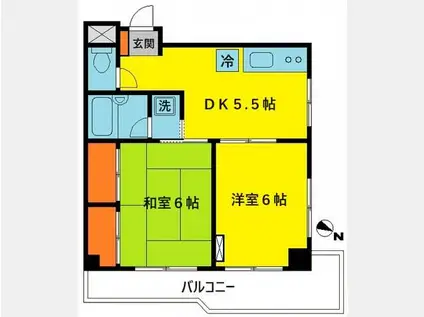 朝日千駄木マンション(2DK/5階)の間取り写真