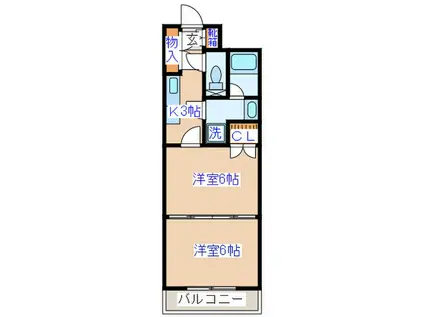 プレジュール八乙女(2K/6階)の間取り写真